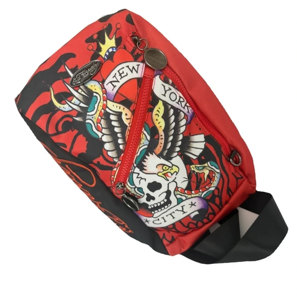 Ed Hardy Unisex's Skull Eagle Sling Crossbody Backpack Y2K Grunge New